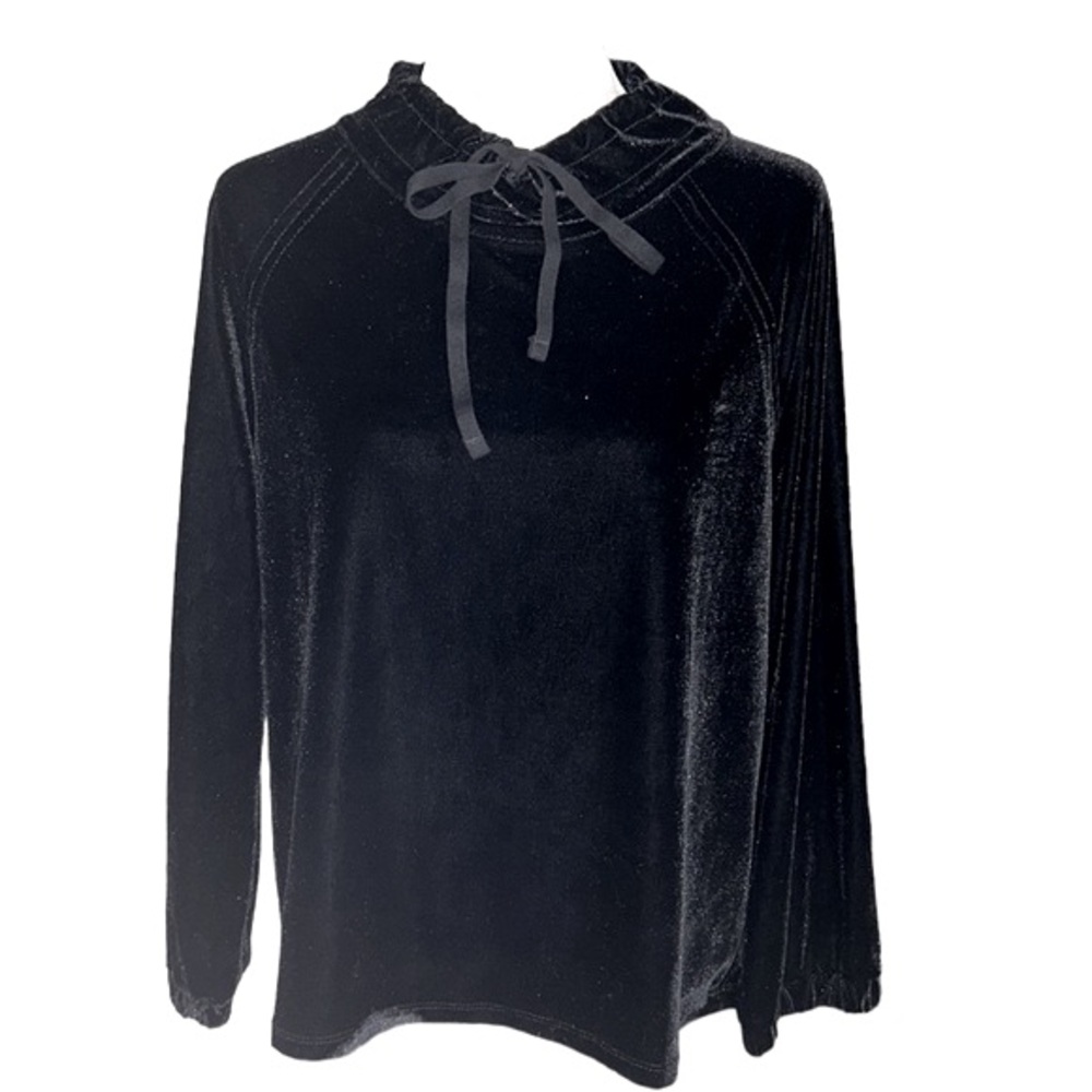NWT Anthropologie Dylan Black Velvet Raglan Sleeve Pullover Top - S